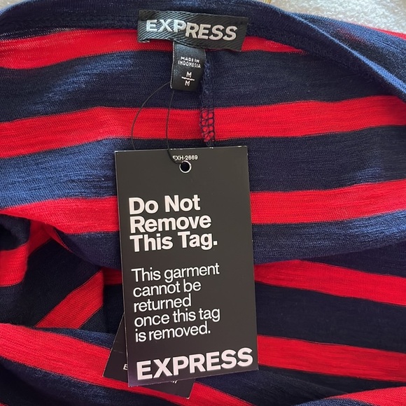 Express Red and Blue Striped Mini Dress - Picture 7 of 7